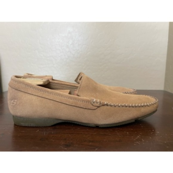 Skechers Mens Loafers Shoes Beige Leather Slip-On Moc Toe Us 9.5 - Picture 6 of 8